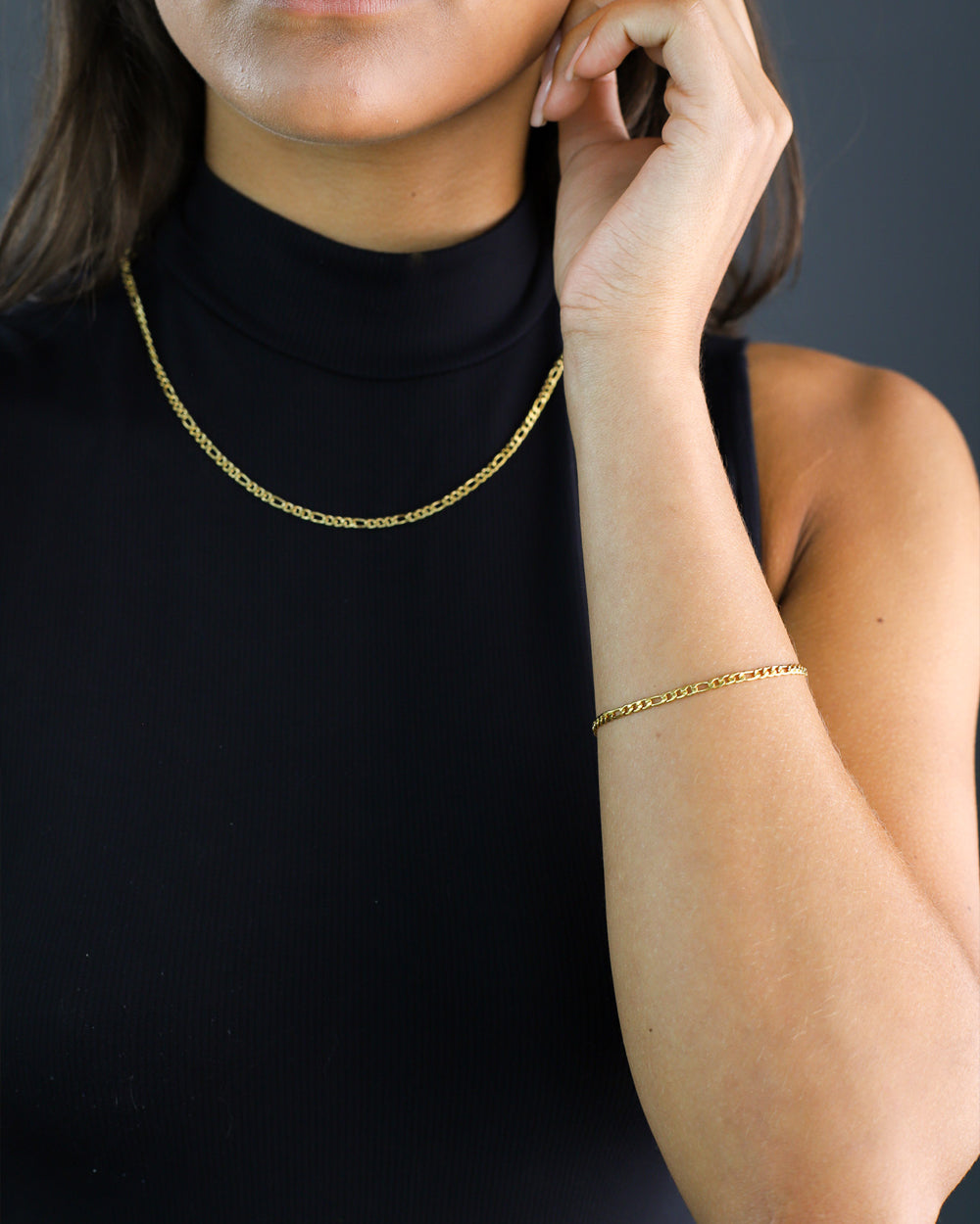 CLEAN FIGARO CHAIN. - 3MM GOLD