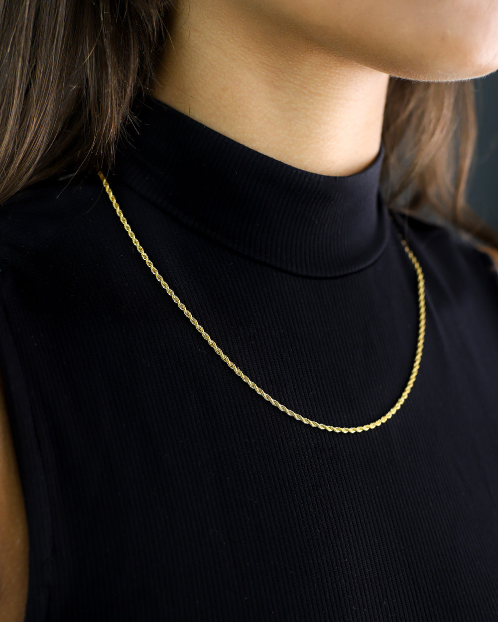 CLEAN ROPE CHAIN. - 2MM GOLD