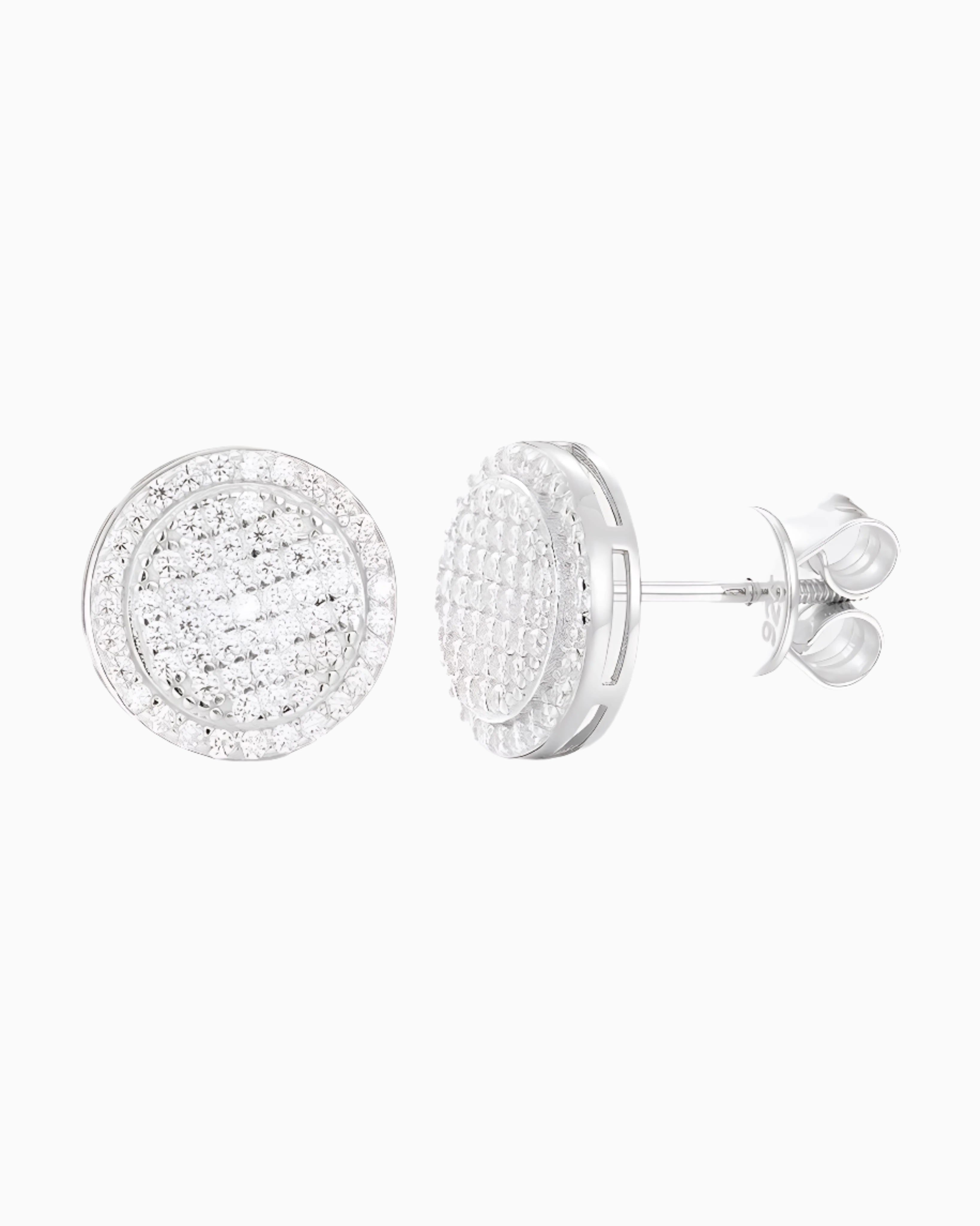 MOISSANITE FROSTED ROUND STUDS.