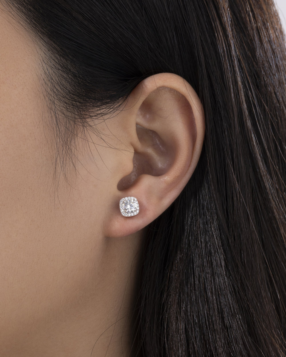 MOISSANITE HALO EARRINGS.