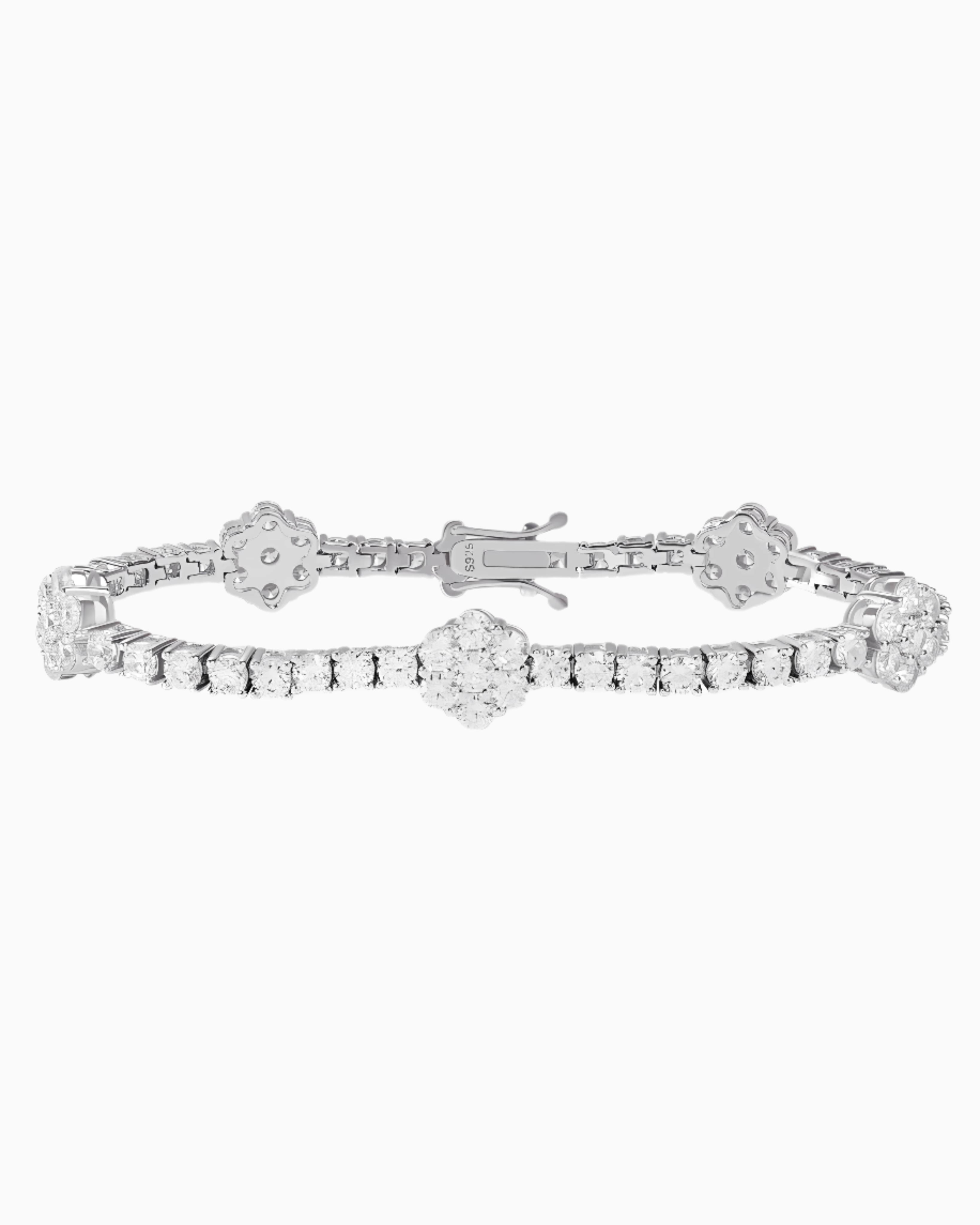 MOISSANITE ICED FLOWERS TENNIS BRACELET.