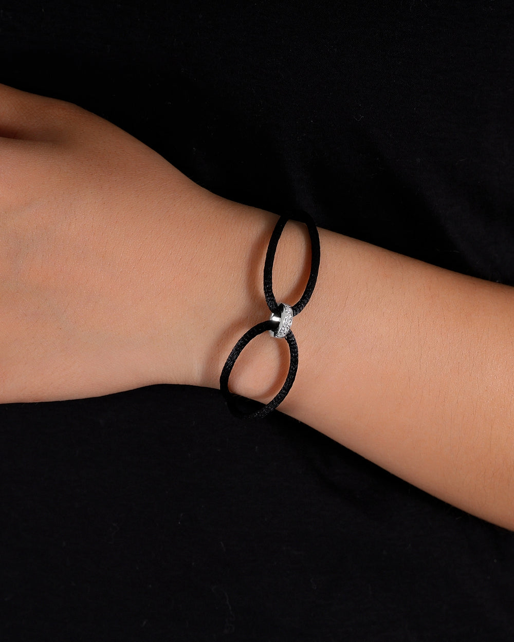 MOISSANITE INFINITY RING CORD BRACELET.