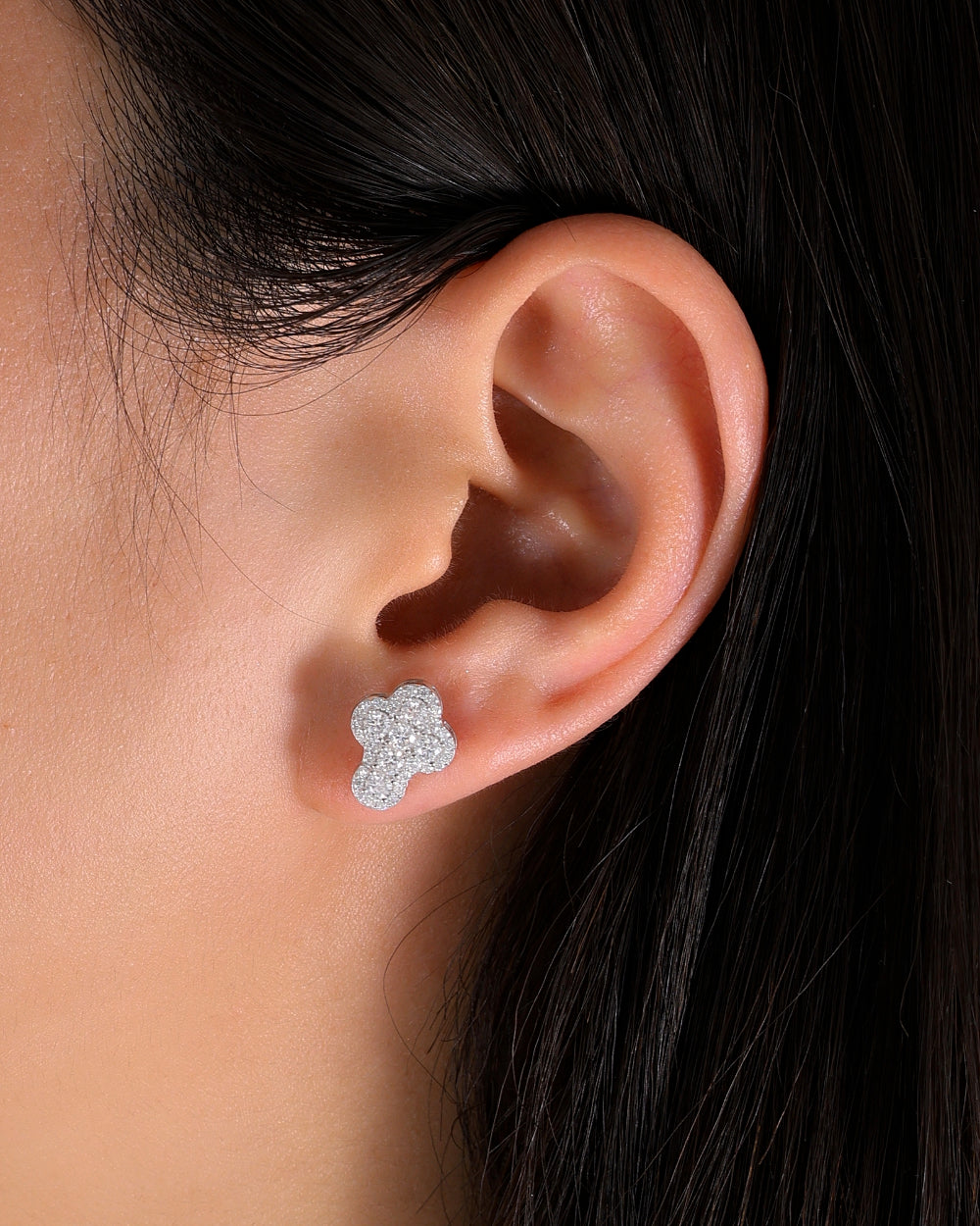 MOISSANITE CLOUD CROSS STUDS.