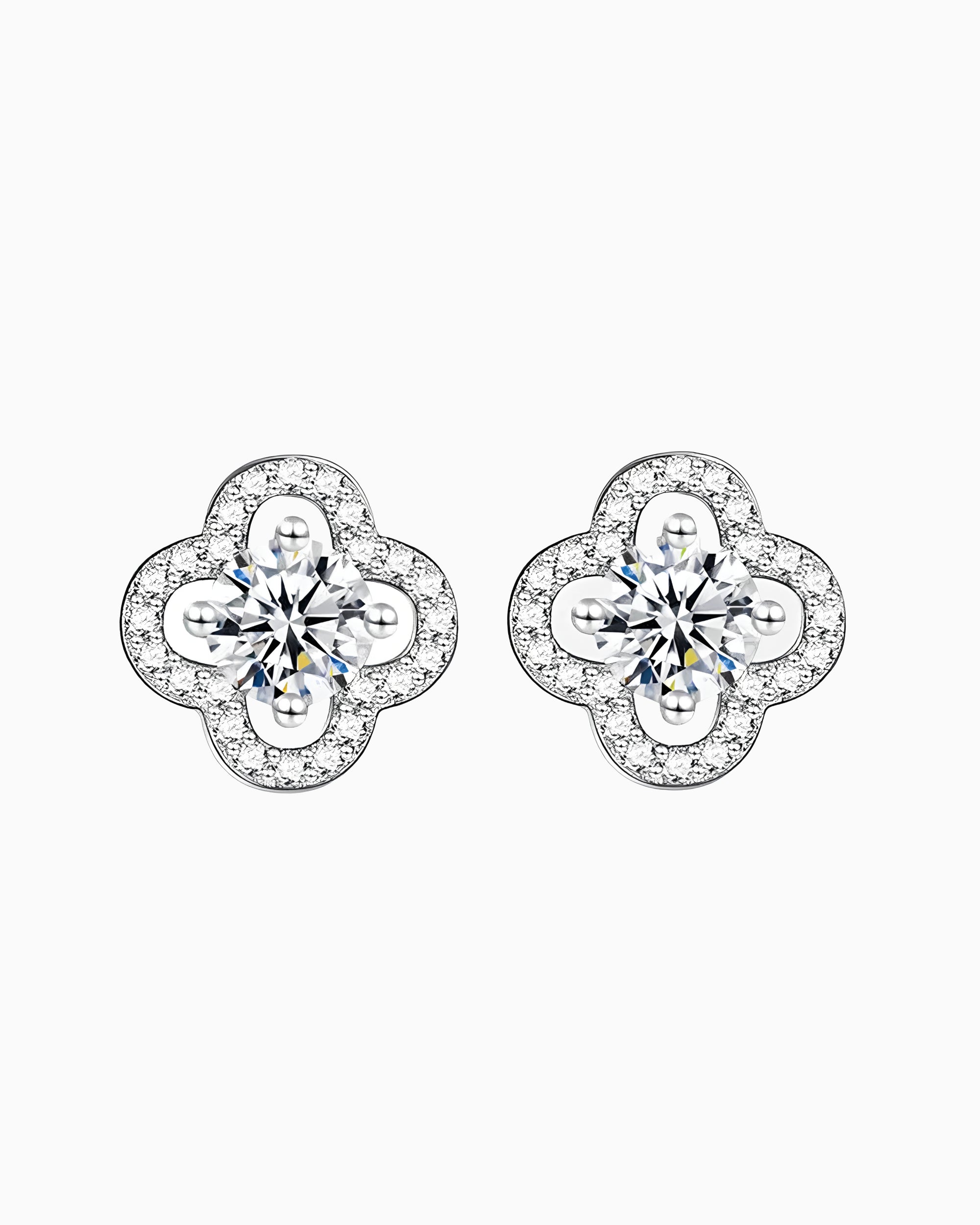 MOISSANITE CLOVER STUDS.