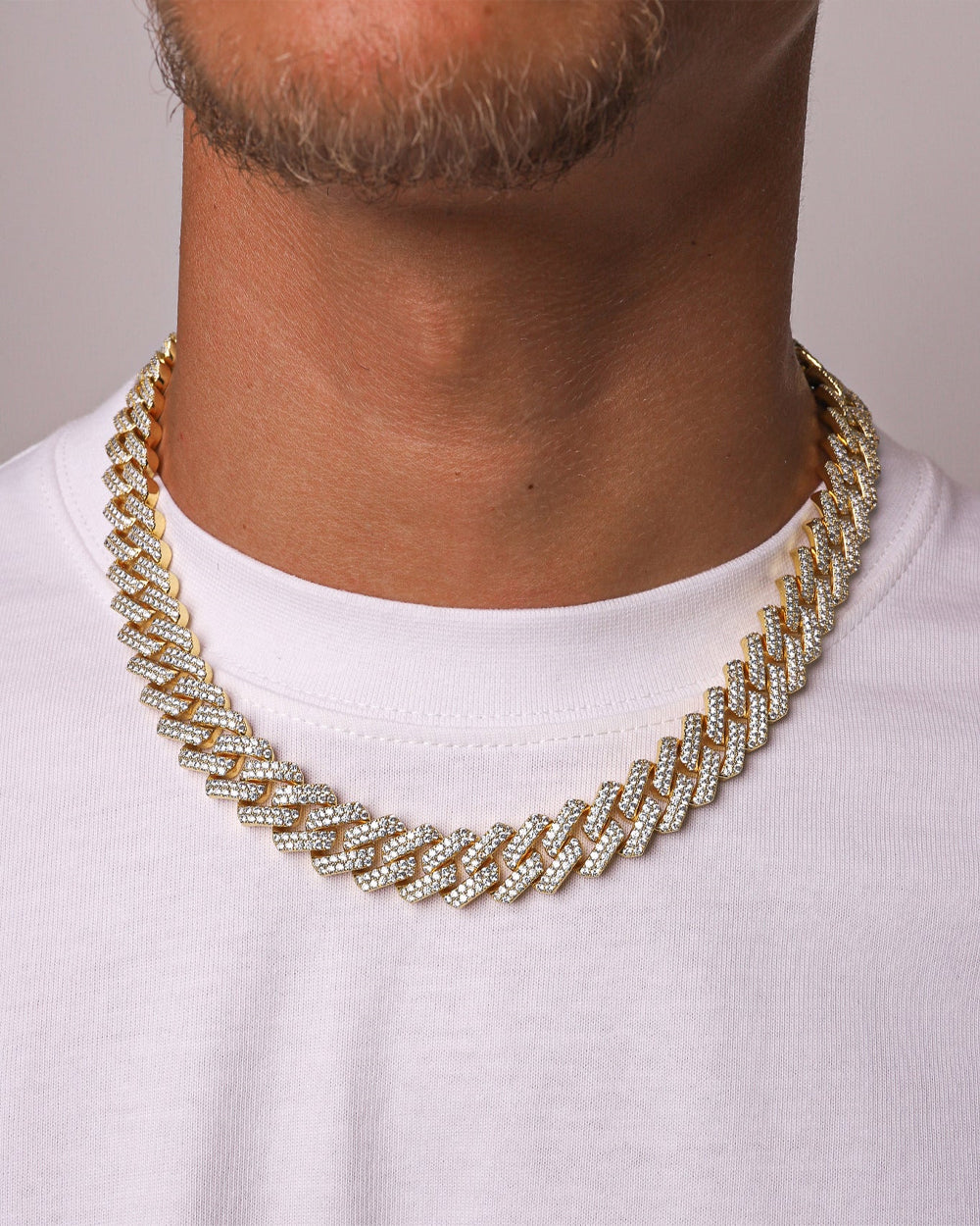 PRONG CHAIN. - 13MM GOLD