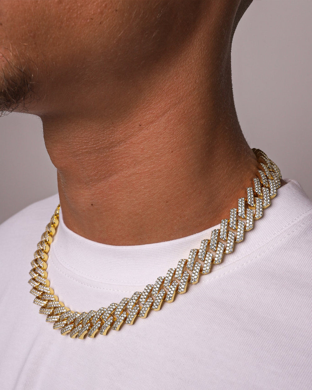 PRONG CHAIN. - 13MM GOLD