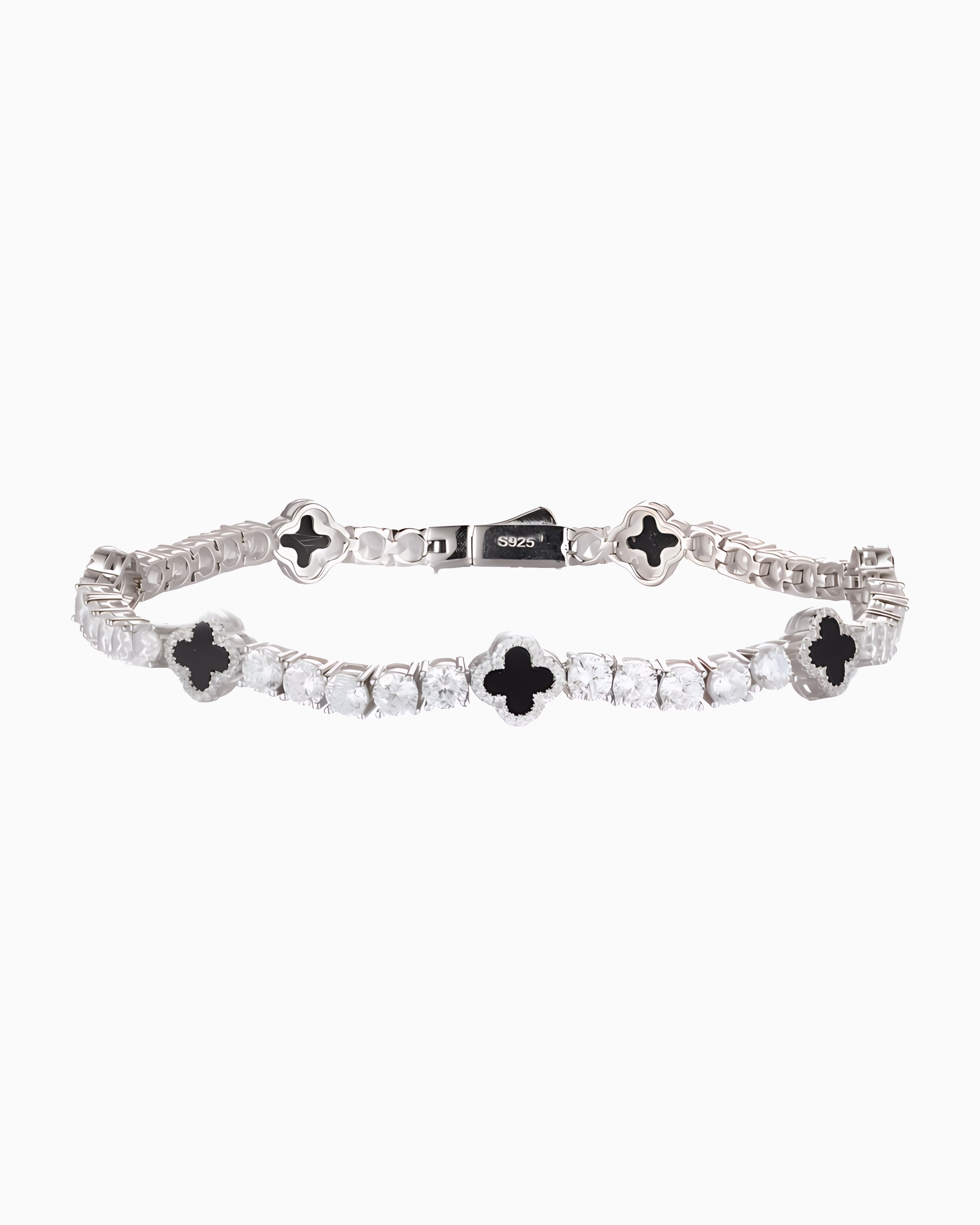 MOISSANITE BLACK CLOVER TENNIS BRACELET.
