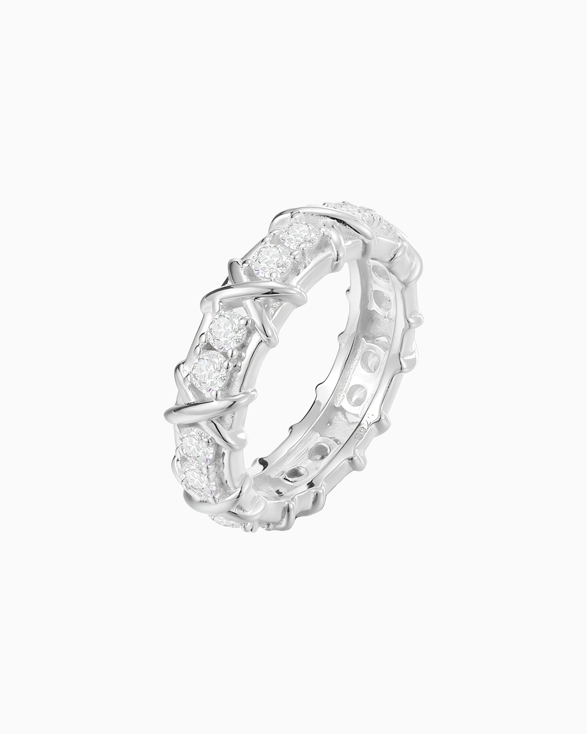 MOISSANITE ETERNITY X RING.
