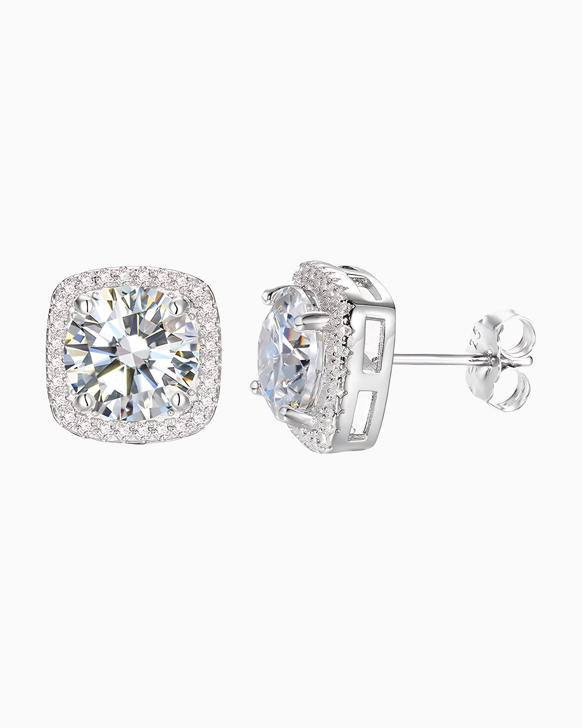 MOISSANITE HALO EARRINGS.
