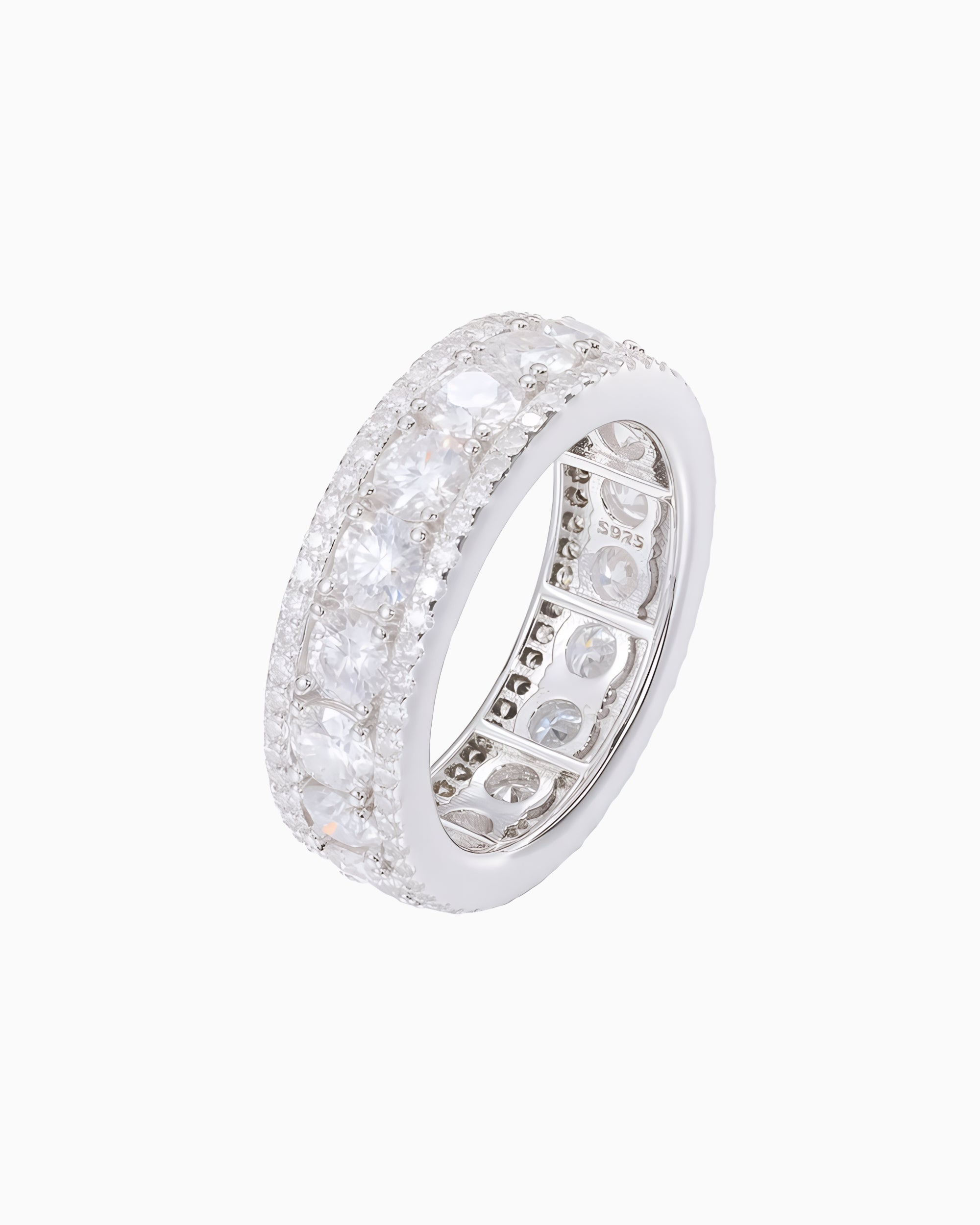 MOISSANITE ICED BAND RING.