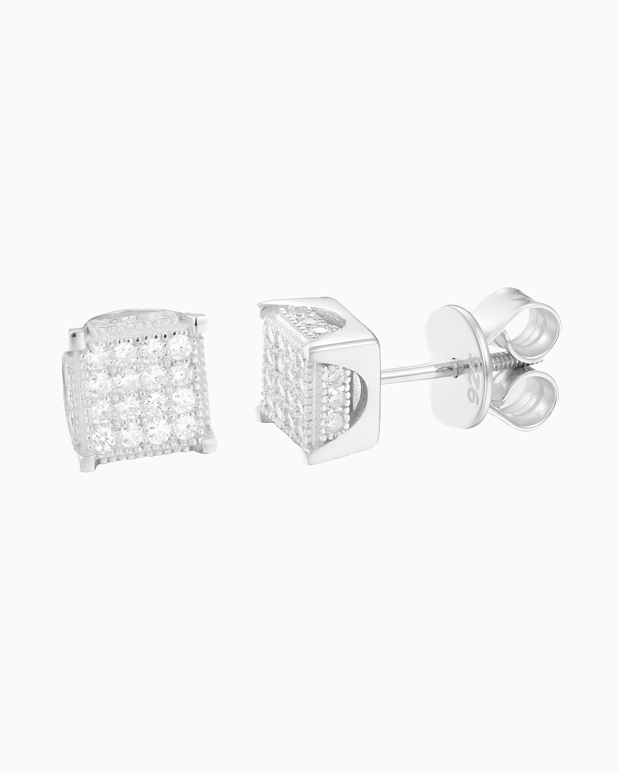 MOISSANITE ICED SQUARE EARRINGS.