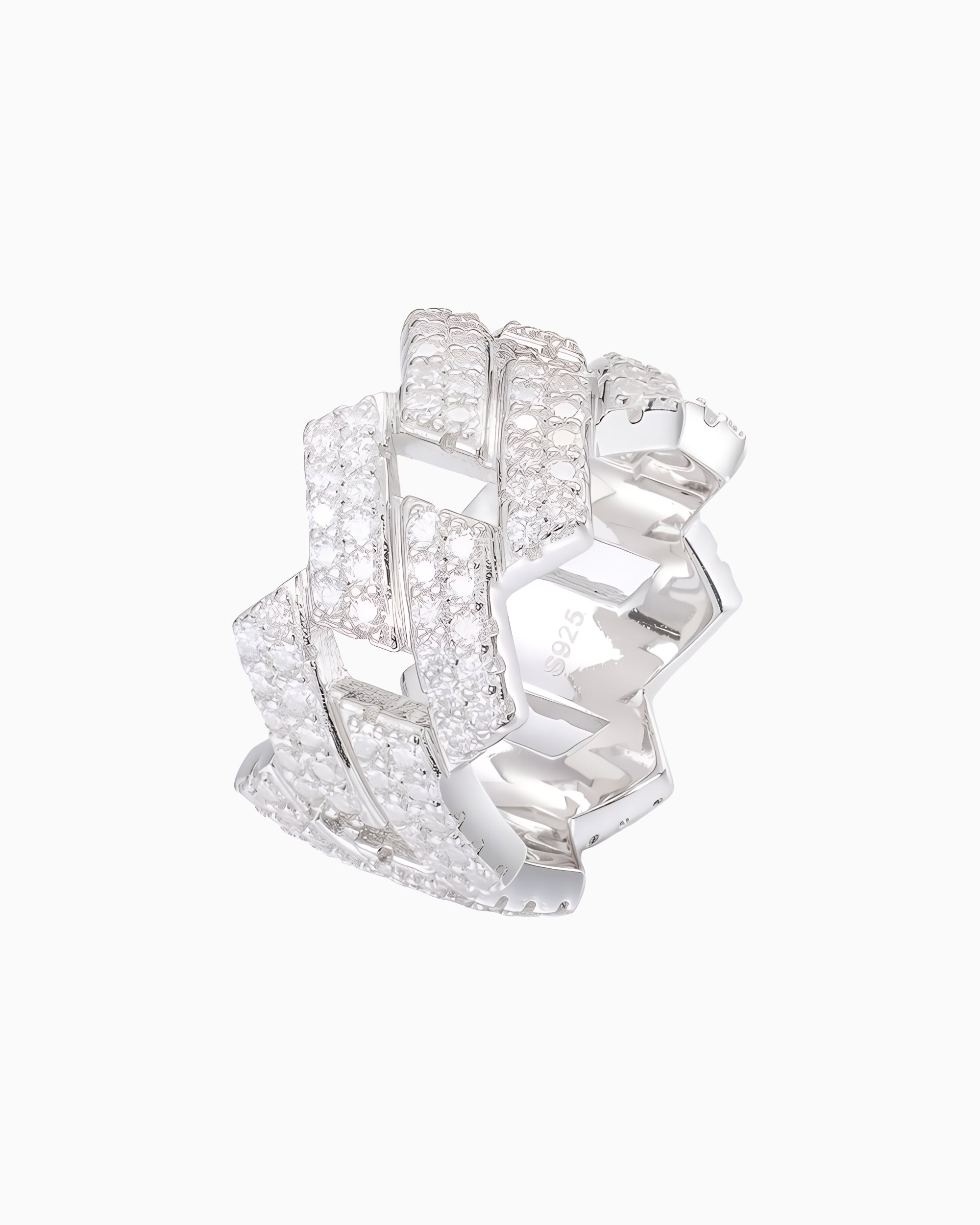 MOISSANITE PRONG CUBAN RING.