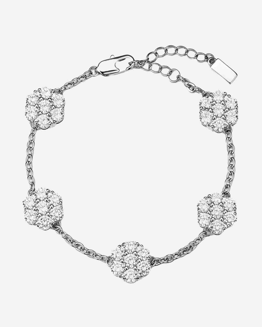 MOISSANITE ICED HEXAGON BRACELET. - WHITE GOLD